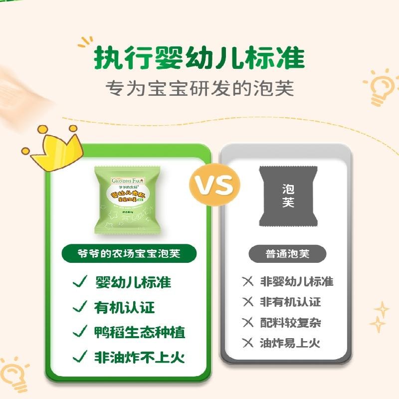 爷爷的农场 有机婴幼儿星星手指泡芙 宝宝磨牙棒零食多口味饼干30g/盒 蓝莓味