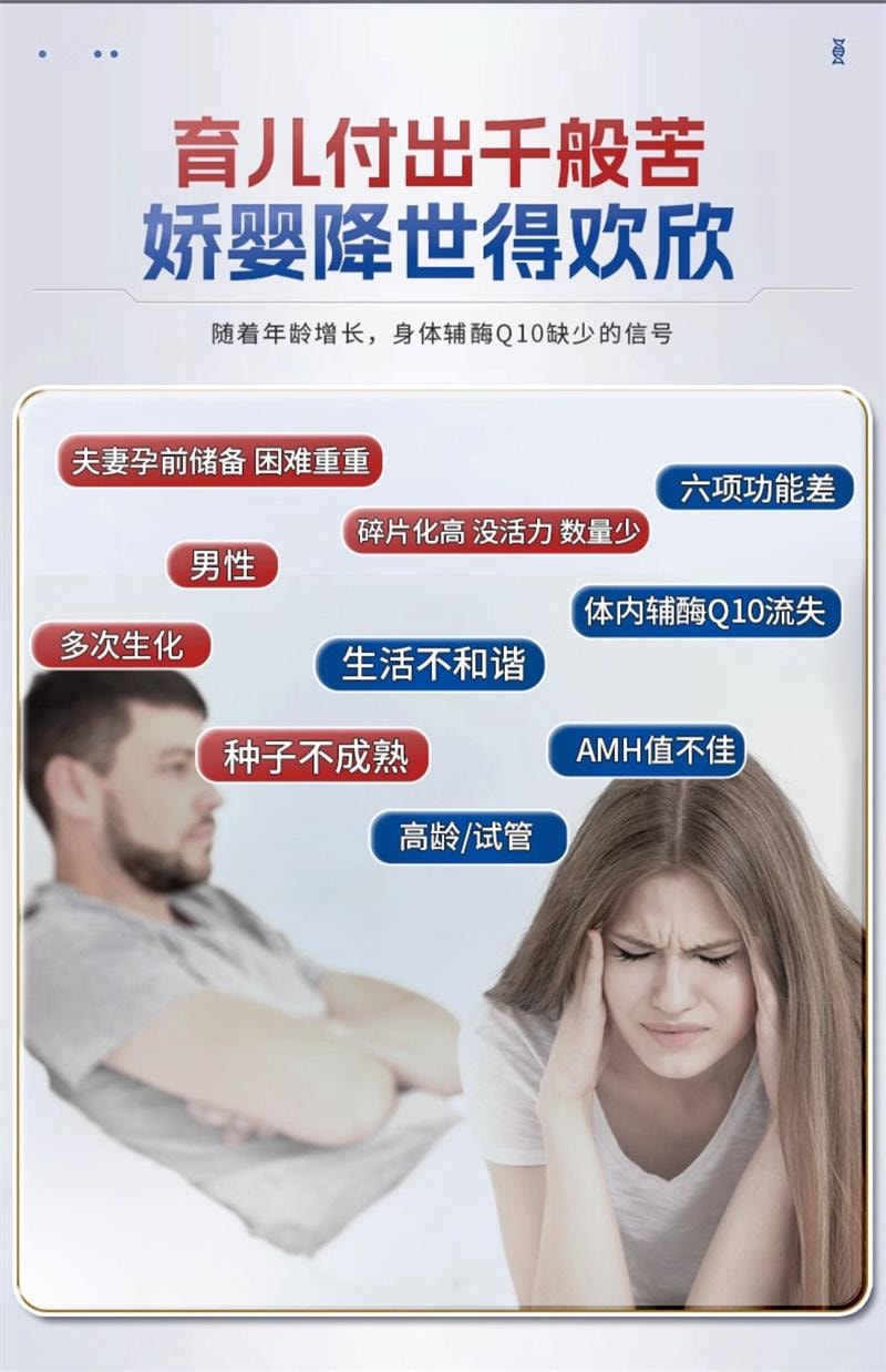 【中国直邮】 沿寿 辅酶q10备孕还原型线粒体PQQ泛醇质量孕前吃30粒/盒
