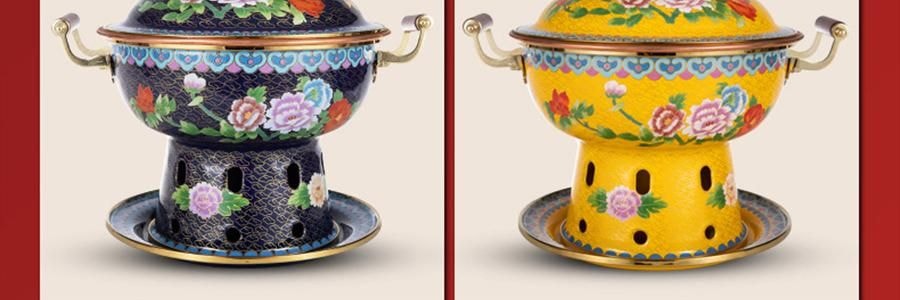 景泰藍單人銅鍋火鍋 琺瑯彩火鍋涮鍋 北京火鍋銅鍋涮肉 藍色