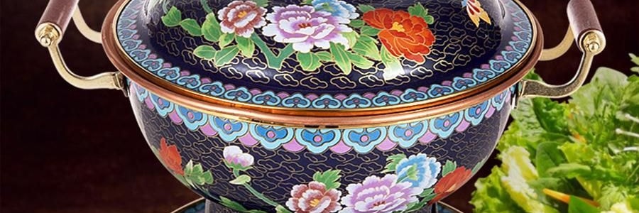 景泰藍單人銅鍋火鍋 琺瑯彩火鍋涮鍋 北京火鍋銅鍋涮肉 藍色