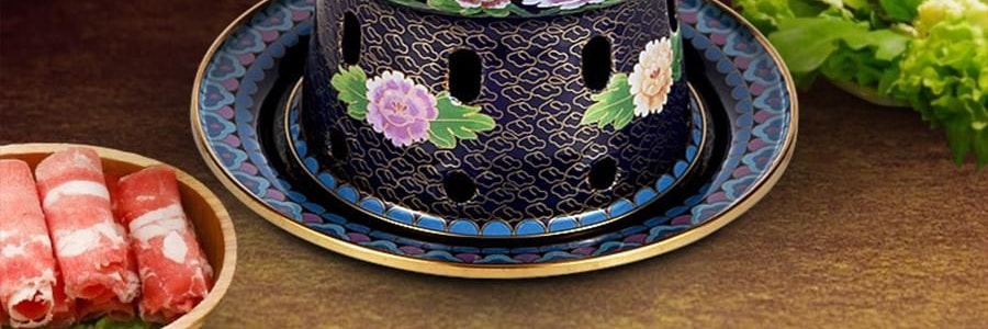 景泰藍單人銅鍋火鍋 琺瑯彩火鍋涮鍋 北京火鍋銅鍋涮肉 藍色