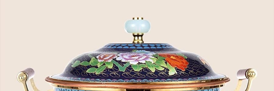 景泰藍單人銅鍋火鍋 琺瑯彩火鍋涮鍋 北京火鍋銅鍋涮肉 藍色