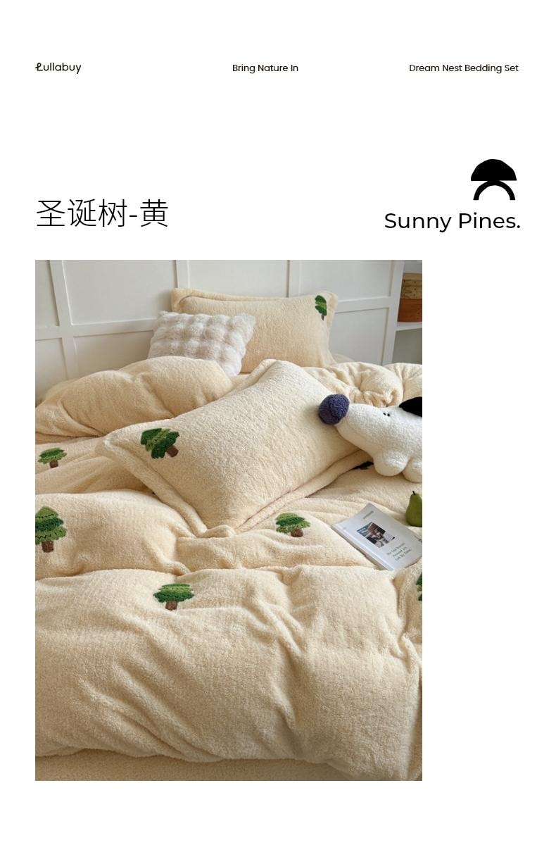 【中国直邮】Lullabuy云栖温梦牛奶绒床上三件套(床单*1+被套*1+枕套*1)Twin Size 熊猫-白