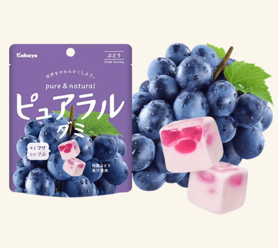 【日本直邮】日本KABAYA 卡巴也常规口味 巨峰葡萄 日本国产果汁夹心软糖 58g