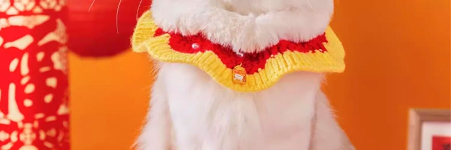 嬉皮狗 元氣新年針織項圈 寵物項圈口水巾 貓貓狗狗新年禮物 蝴蝶結 M