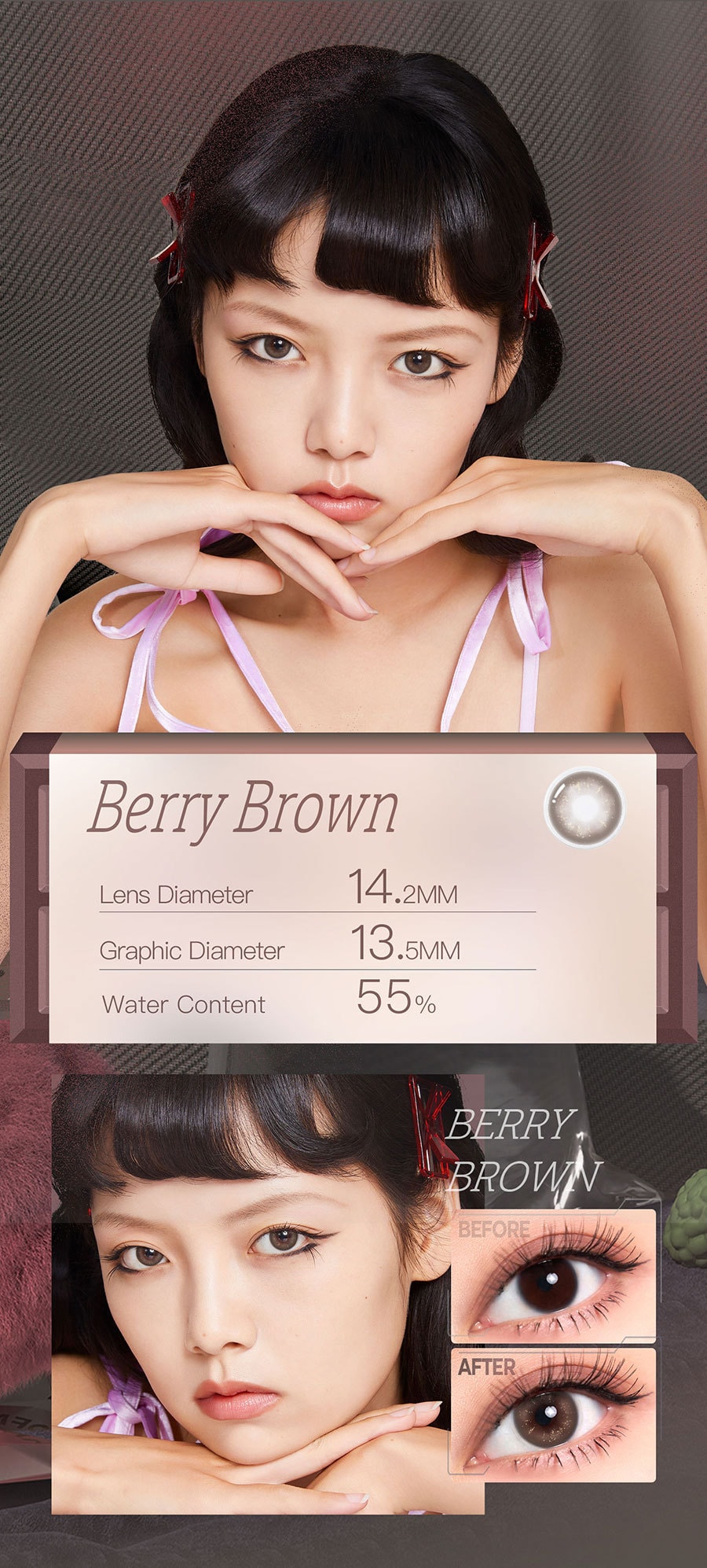 CoFANCY Chocolate Collection Daily Colored Contacts (10pcs/box) #Berry Brown-0.00