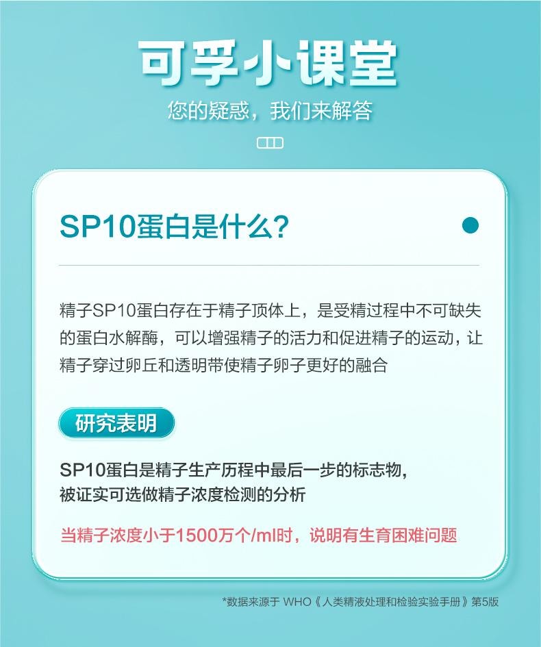 【中国直邮】 可孚 男士人测精子活力检测1盒蛋白SP10精液浓度质量试纸剂备孕活性