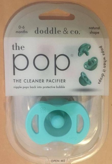 美国DODDLE &amp; CO.The pop防脏安抚奶嘴 掉落自动回弹安抚奶嘴0-6月---蓝绿色