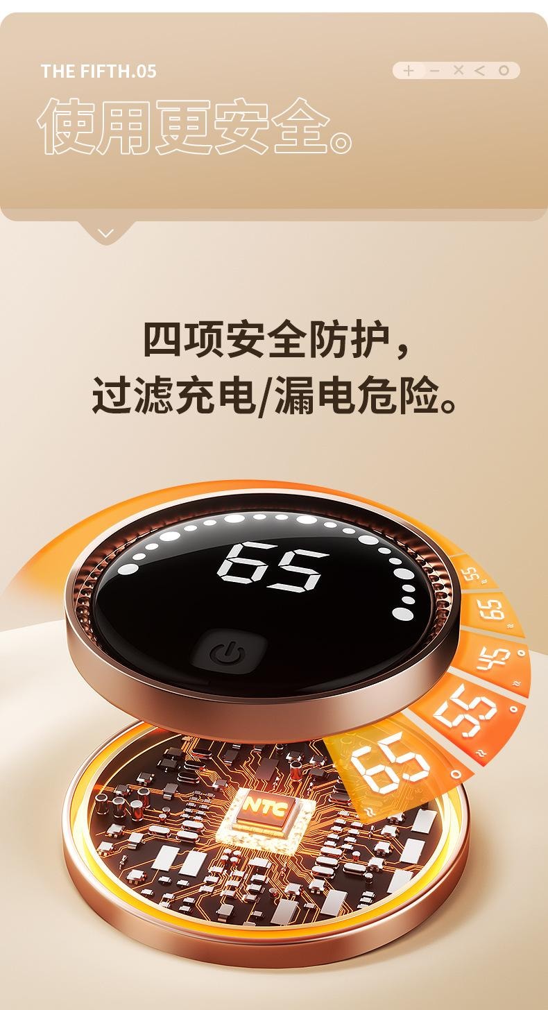 【中国直邮】 亲太太 石墨烯热水袋usb充电式暖手宝无水安全防爆暖宝宝暖手套取暖神器  米色5000mAH