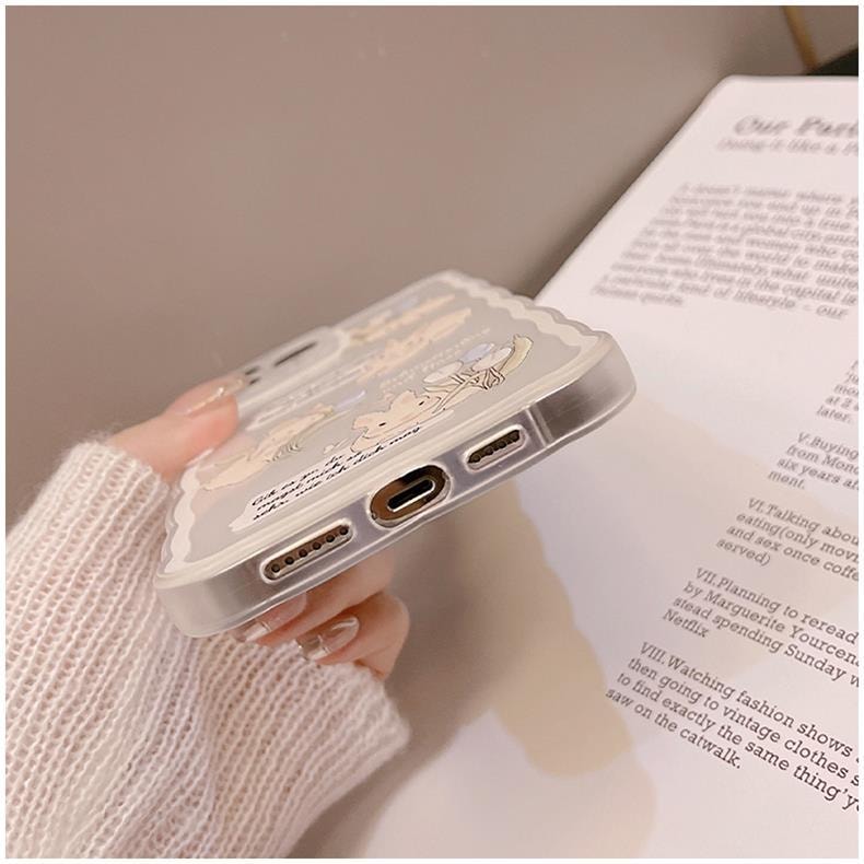 欣月 蘋果矽膠手機殼 相機孔加高保護側邊按鍵獨立設計保護套 Iphone13 Pro Max 透明小兔子標籤