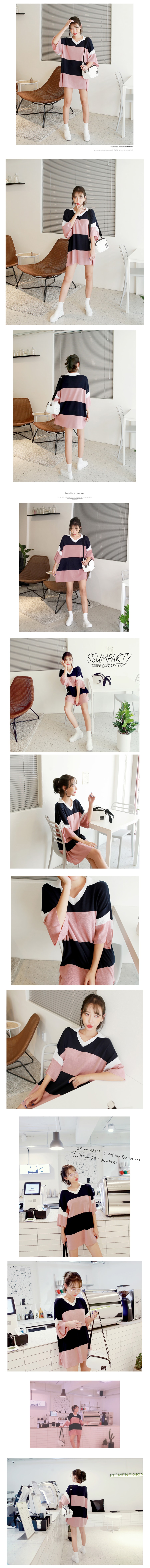 [KOREA] Collared Knit Dress Sweater #Indie Pink One Size(S-M) [免费配送]