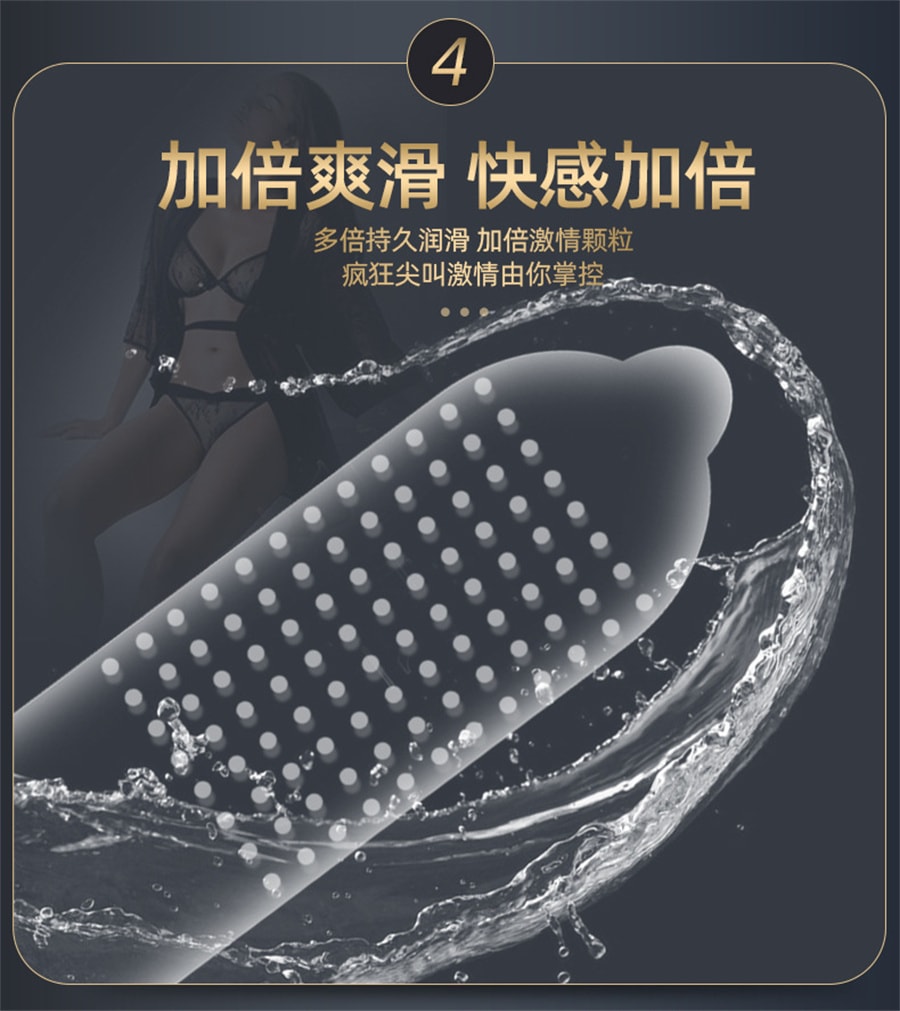 【中国直邮】秘恋 避孕套持久装PLUS大颗粒玻尿酸超薄安全套 5倍款