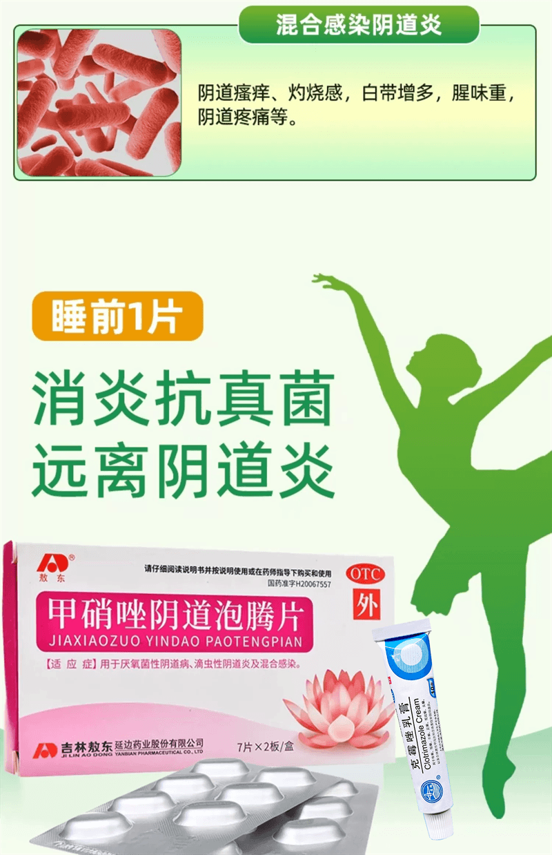 中国直送】Aodong メトロニダゾール 抗炎症錠 真菌性
