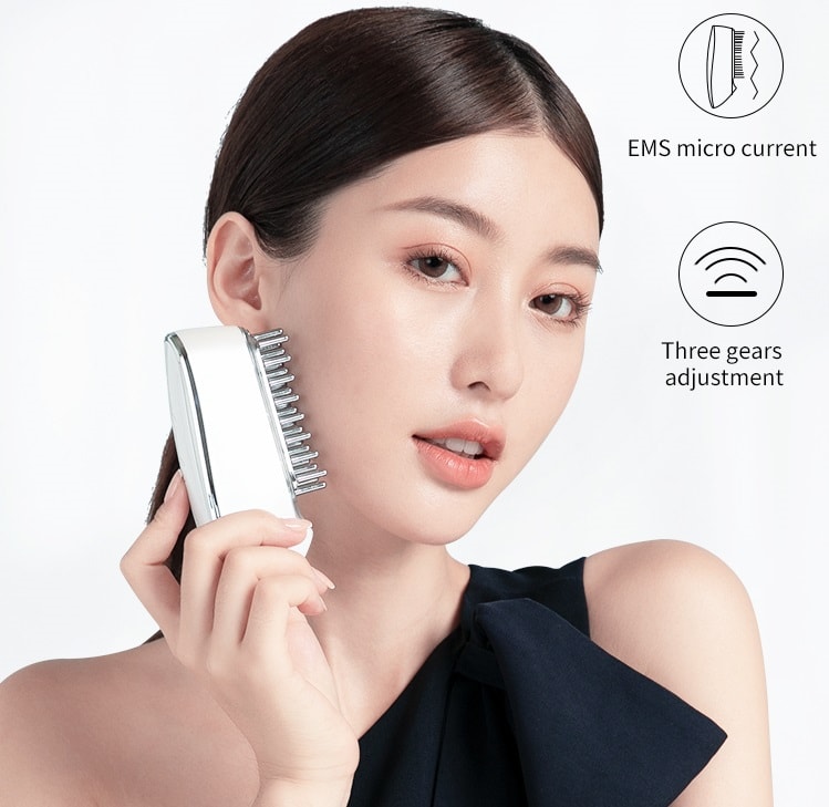 【疏通經絡 告別淤堵】KΛKUSΛN 多功能經絡按摩梳頭部臉部紅光導入梳 白色 1件