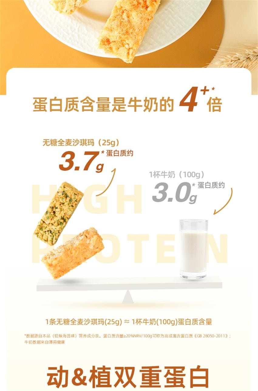 【中国直邮】 哥本优选 全麦沙琪玛 0无糖高蛋白低卡 早餐代餐饱腹 奶盖坚果味168g/盒