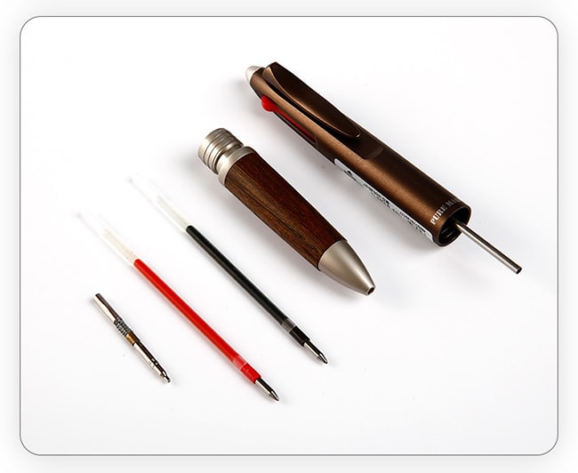 【日本直郵】UNI三菱鉛筆 木柄0.7mm黑紅原子筆+0.5mm自動鉛筆 深棕色