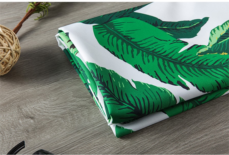 Tropical Plants Banana Leaves Green Fabric Shower Curtain Waterproof and Mildew ResistantWashable 72 x 72 Inch