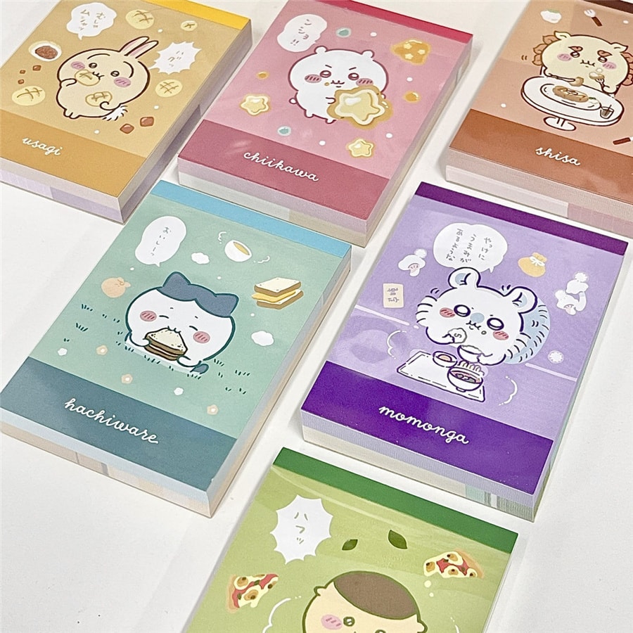 【中國直郵】FOXTAIL chiikawa便條本 卡通彩頁吉伊卡哇自嘲熊小八可愛可撕-6本套裝 丨*預計到達時間3-4週
