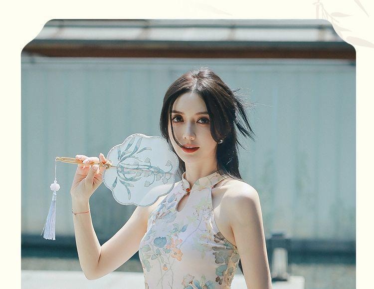 【中国直邮】 亦美珊 显瘦国风纯欲风新中式泳衣 荷花粉色L码