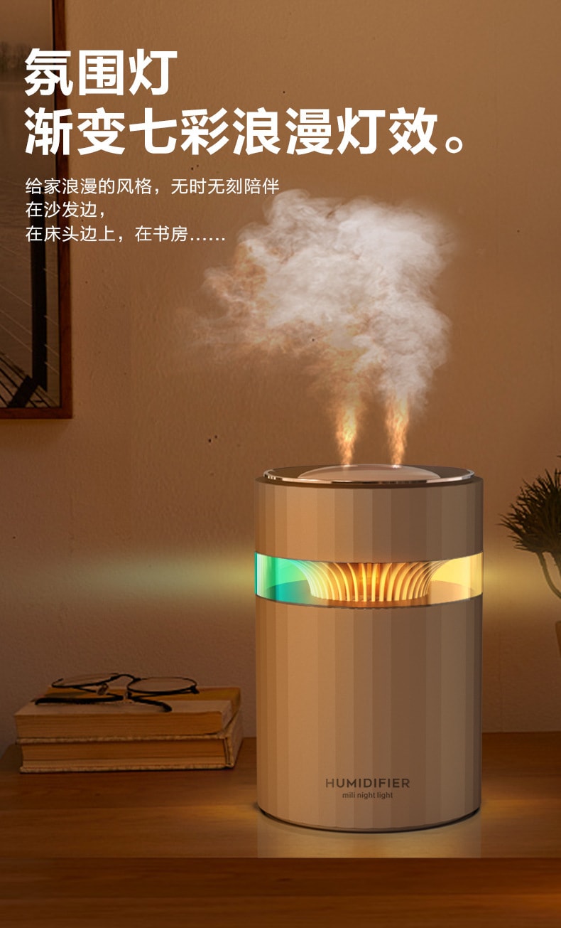 中國直效郵件 Coopever 大容量雙噴加濕器噴霧器900ml 桌上型家用空氣加濕器 USB 白色