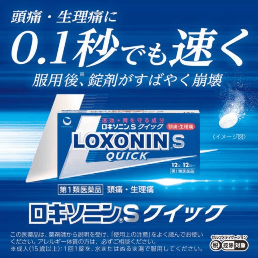 【日本直郵】第一三共樂松LOXONIN.S緩解生理痛頭痛止痛藥藍盒速效款止疼藥12片 | 亞米