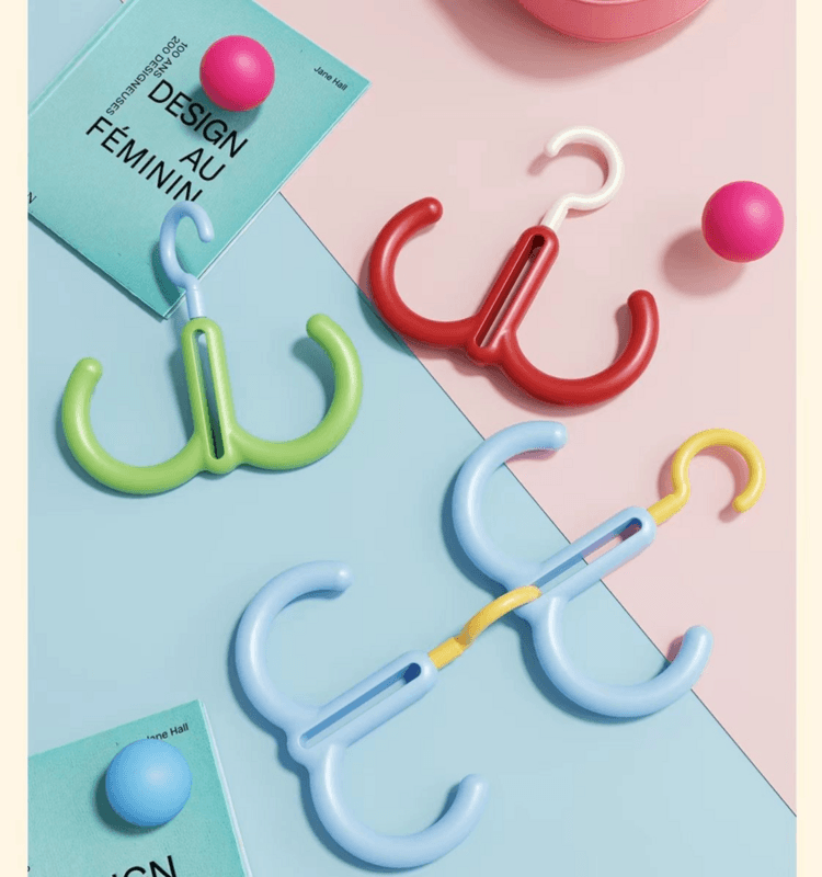  海蓝星 多巴胺双头旋转挂钩 蓝色 白色 可串联可旋转 不滑落不留痕 两件