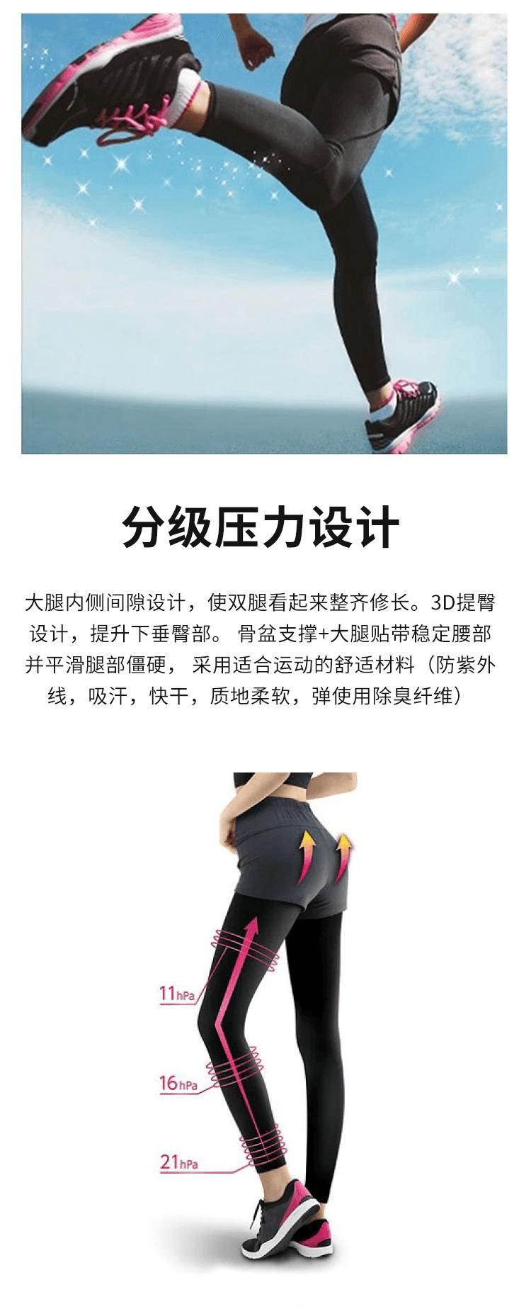 【日本直郵】Slim Walk絲翎 防曬美腿提臀運動打底褲 M-L
