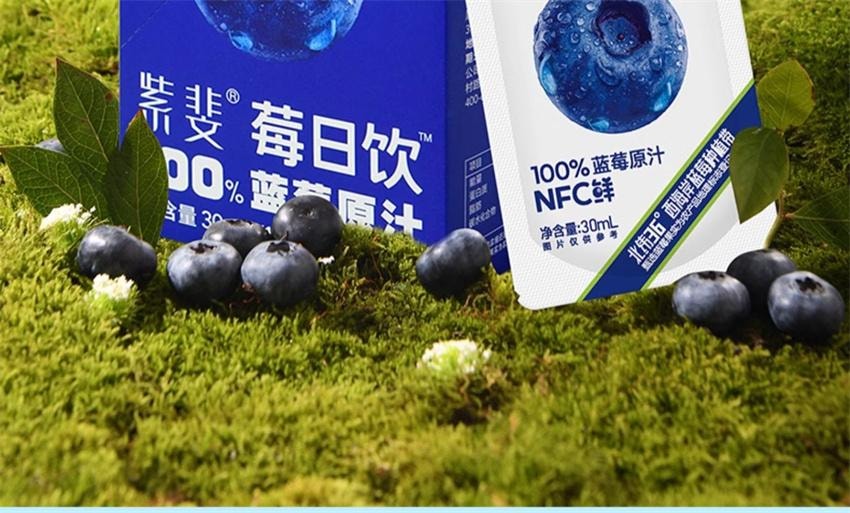 【中國直郵】 莓日飲 100%藍莓原汁 NFC藍莓汁花青素果汁非濃縮原漿飲料 30ml*10袋/盒