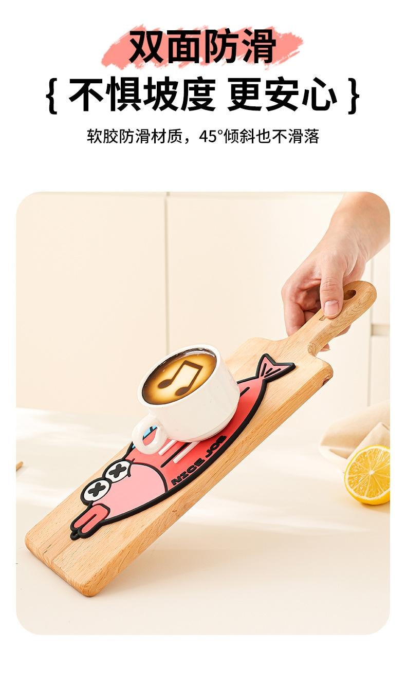 FOXTAIL 卡通锅盖收纳垫 硅胶 放置器 台面 沥水垫 隔热垫 多功能 厨房 置物架-腊肠狗+小丑鱼 1份