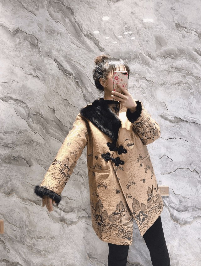 China Direct Mail 2019 Chinese-style cotton coat vintage cheongsam Chinese style cotton suit golden # 1piece