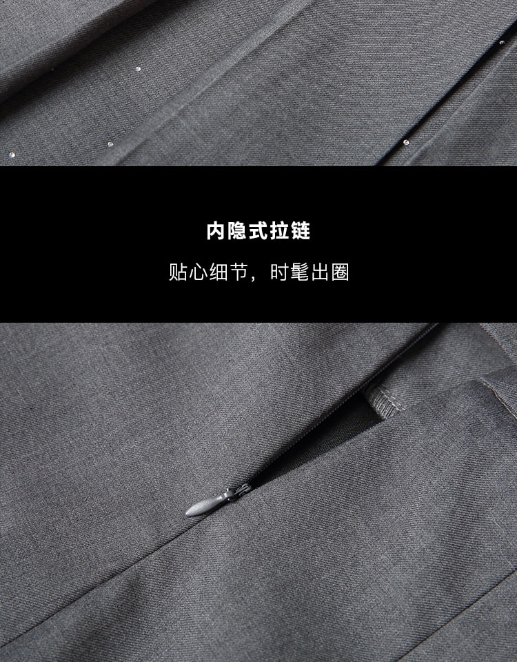 【中国直邮】OZLN 早秋新品经典简约a字显瘦复古低腰中长款百褶裙 灰色 M
