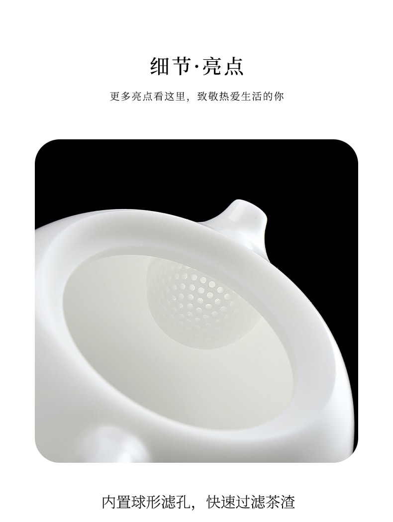 康乐品 世界瓷都白德化  王存旭大师跳刀西施壶 羊脂玉白瓷泡茶壶 简约茶壶单壶功夫茶具礼品