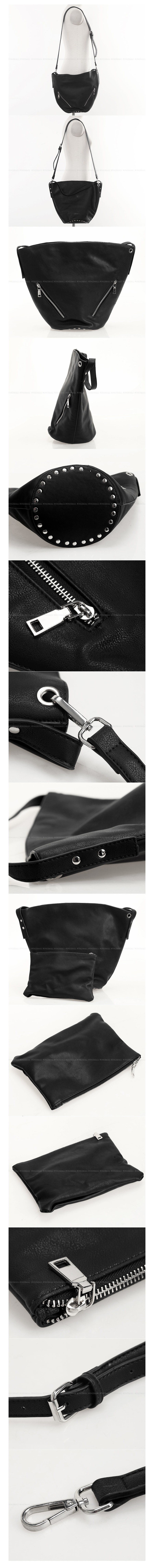 韩国正品 MAGZERO 肩带手提包+手拿包 #黑色 人造革 [免费配送]