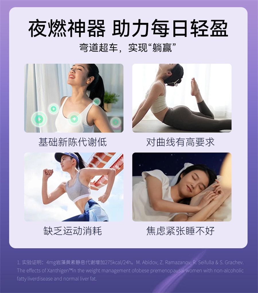 【中國直郵】UNOMI 燃山葵葉夜燃片熱控片睡眠改善夜間身材管理碳水燃燒晚安片 20包*2粒