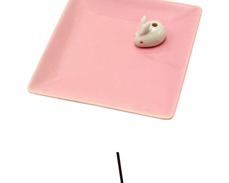 日本香堂||陶瓷香盘&白兔香立||粉色 1个