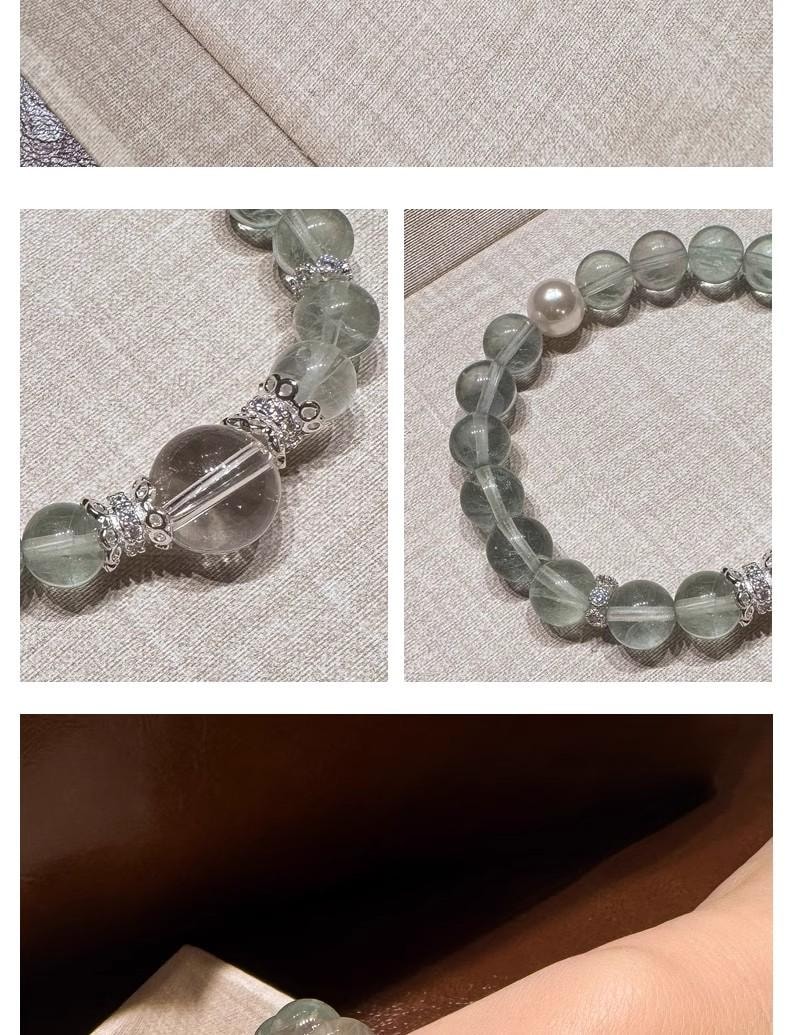 【青雲直上】綠野仙蹤 天然綠螢石白水晶手鍊 | 貝珠疊戴仙女款 | 能量療癒手串 |小眾設計10mm 情人節送禮佳選