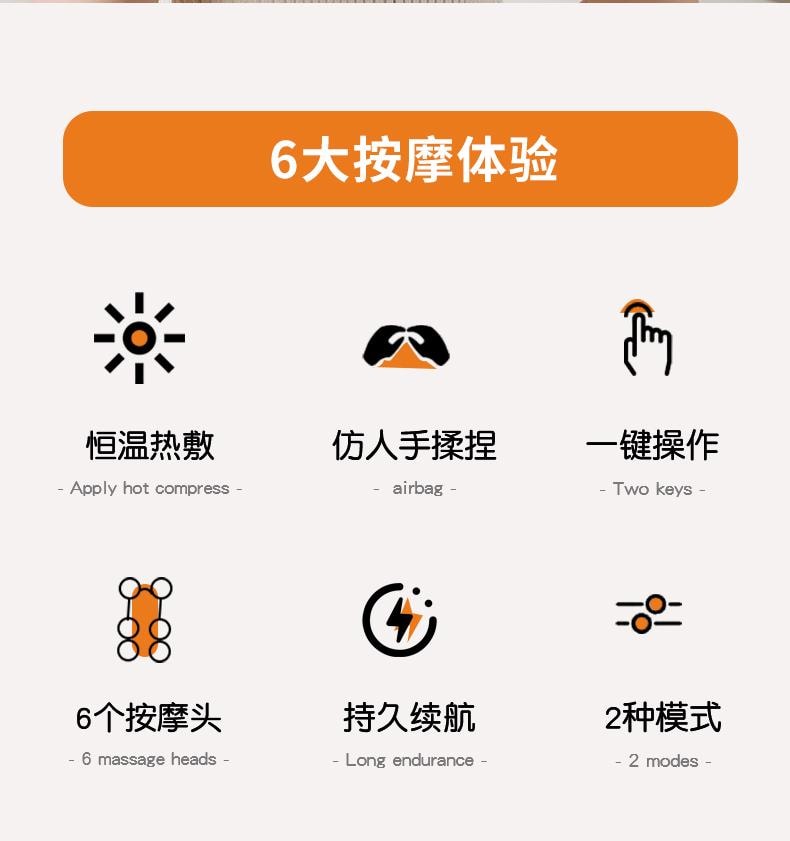 【輪滑世界冠軍郭丹代言品牌】 中國 和正HEZHENG 5D超大柔性按摩頭斜方肌頸肩揉捏按摩器 橘色 1件