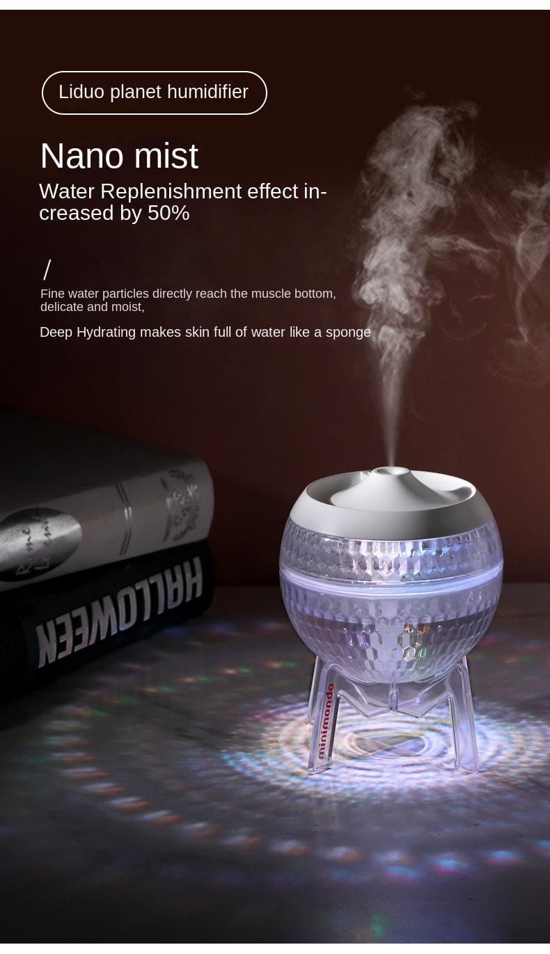 中國 LLD樂樂多 水晶球帶底座加濕器七彩氛圍燈 粉紅色 1件