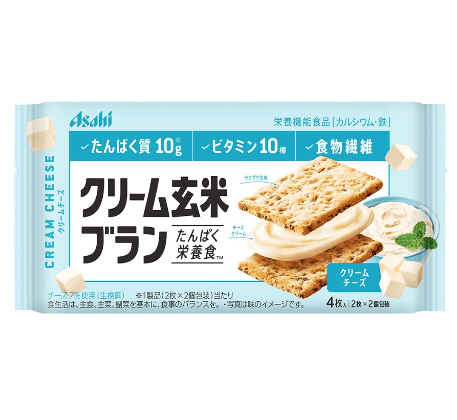【日本直郵】朝日ASAHI玄米夾心營養餅乾奶油低卡糙米零食代餐起司口味72g