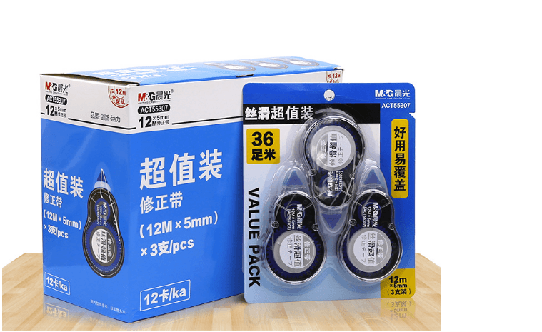 [中国直邮]晨光文具(M&G)丝滑超值装修正带ACT55307 12mx5mm 36足米好用易覆盖 PET带芯 顺滑不断带 1卡装