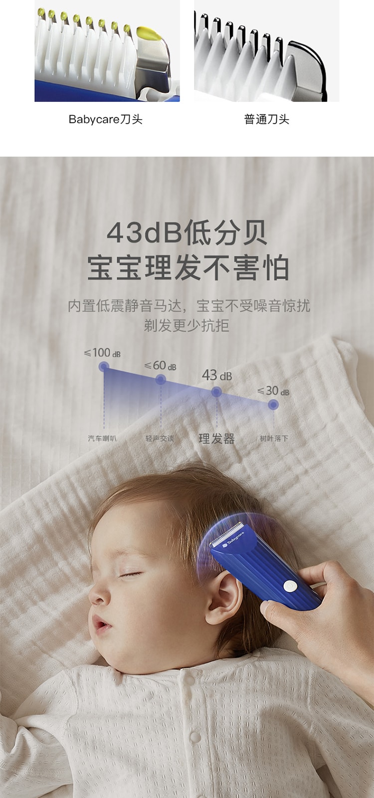 【中國直郵】Bc Babycare 嬰兒理髮器剃發器推子新生兒童剪發神器輕音
