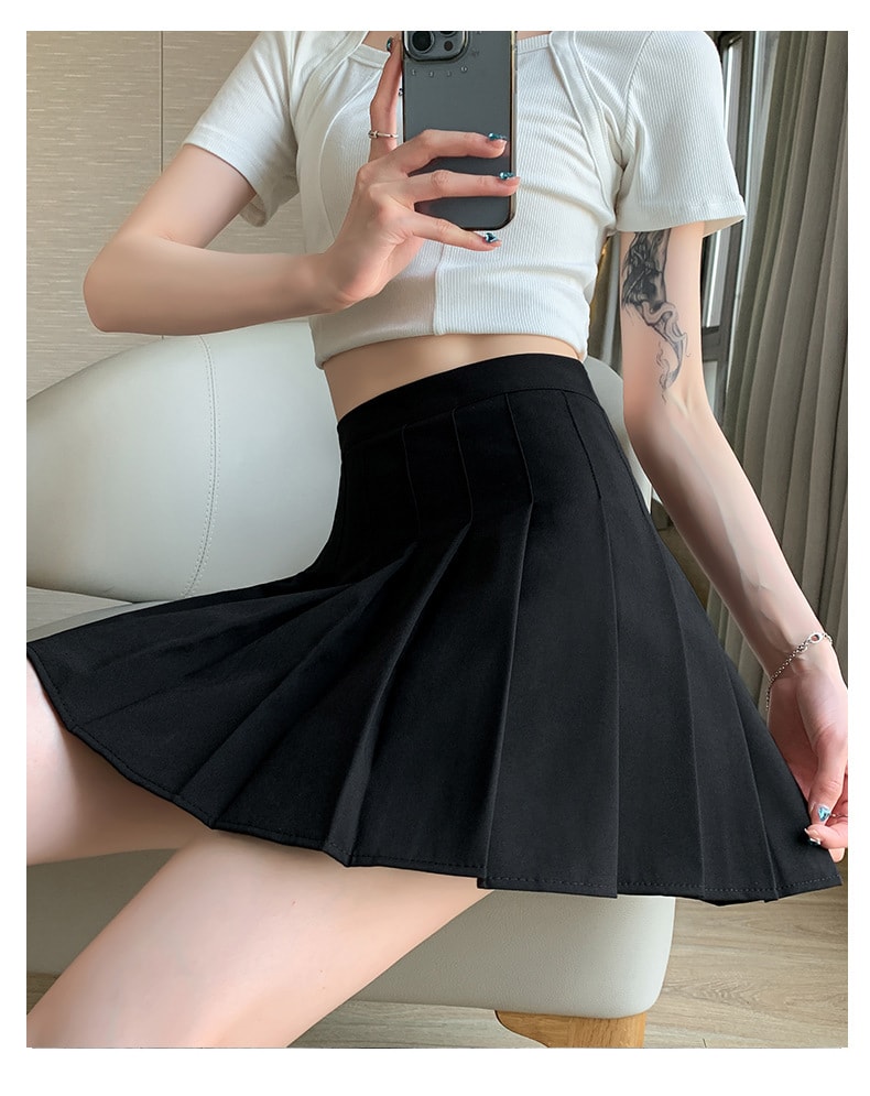【中国直邮】爪哇岛 夏季新品 高腰显瘦 jk百褶裙学院风 XS码 灰色款