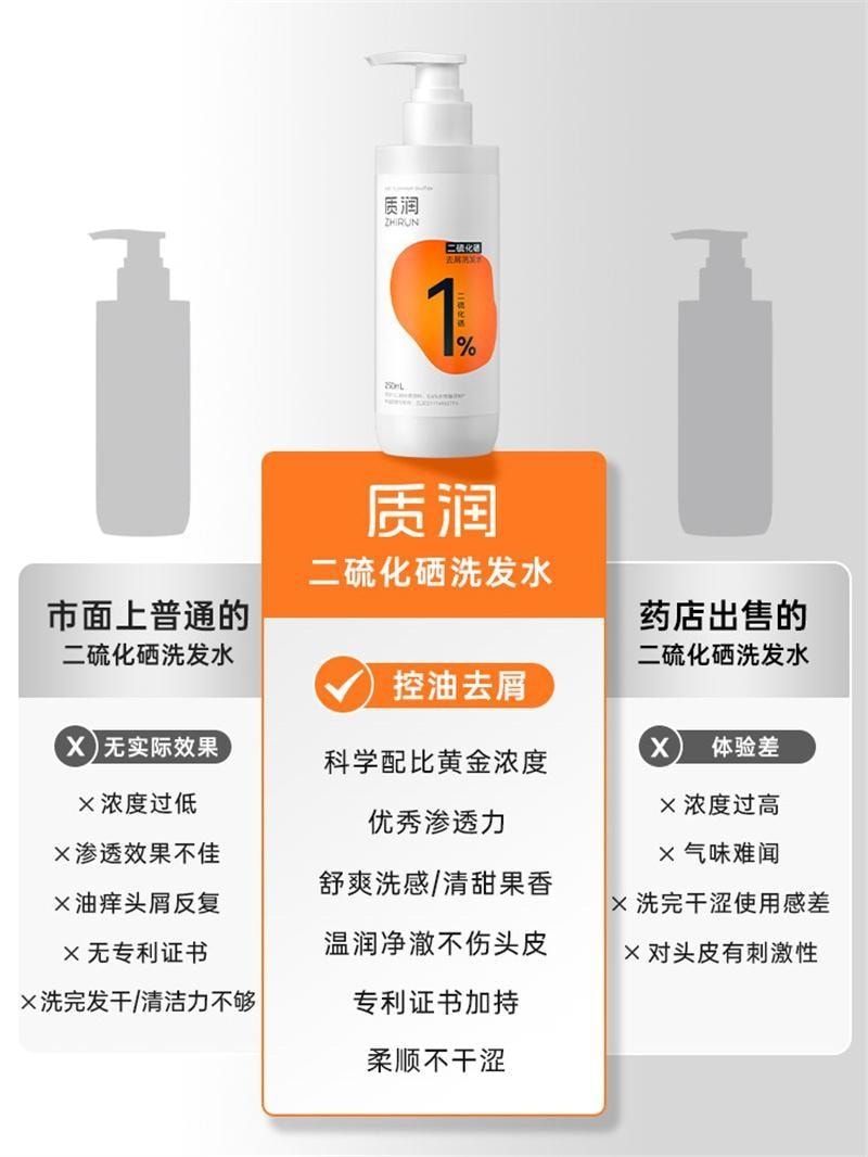 【中國直郵】 質潤 二硫化硒洗髮精 去屑止癢控油蓬鬆去屑止癢洗頭水 水楊酸洗髮露 250ml/瓶【小紅書爆款推薦】
