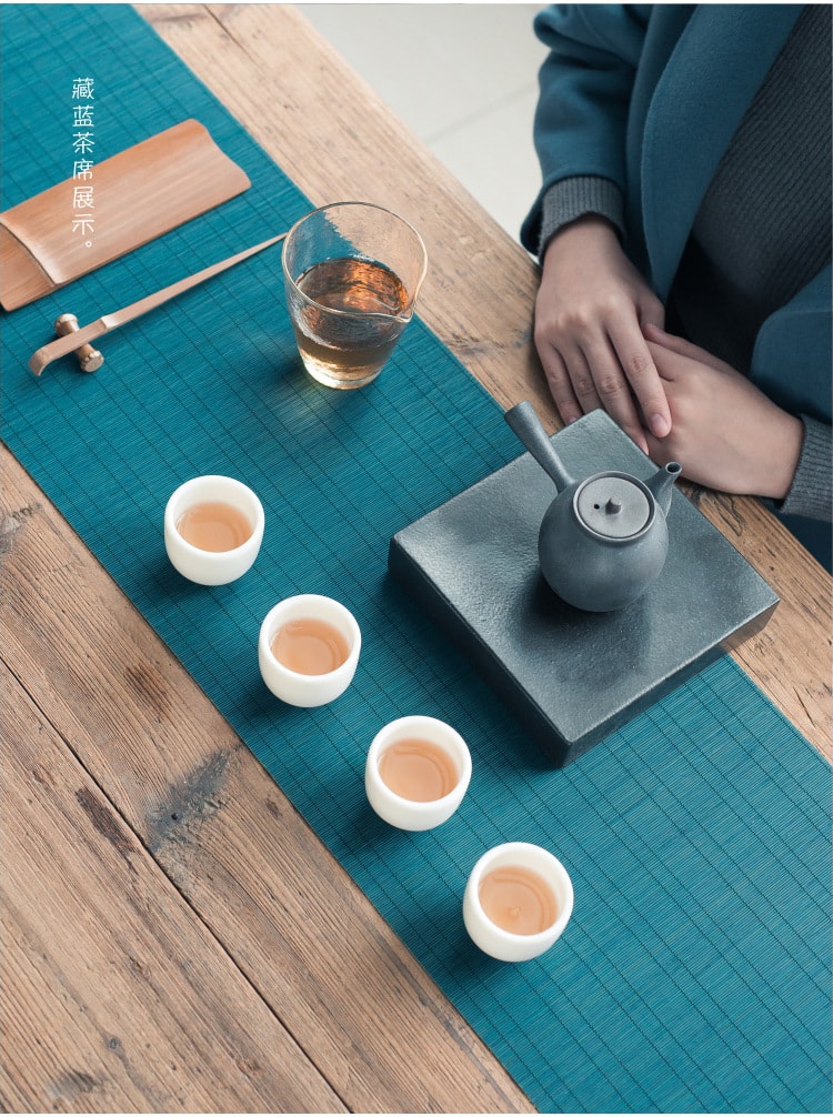 Tea mat bamboo tea ceremony accessories tea table handmade super thin bamboo silk Zen Japanese Brown 1m