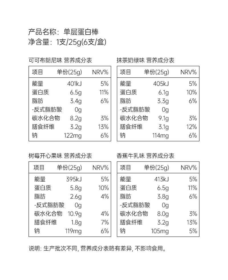 【中国直邮】fiboo 蛋白棒饱腹代餐能量棒乳清0额外添加蔗糖脂肪卡健身谷物食品 莓果+香蕉+芋泥+白桃+生椰