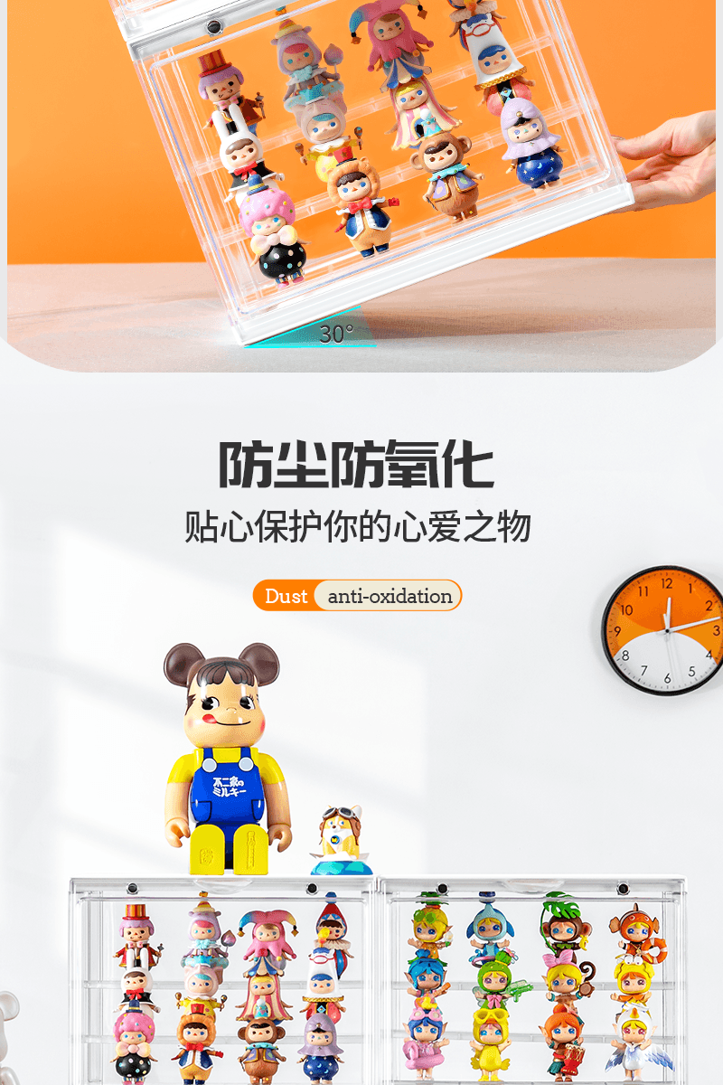【中国直邮】星优盲盒手办收纳盒展示盒 泡泡玛特展示柜透明白 1个|*预计到达时间3-4周