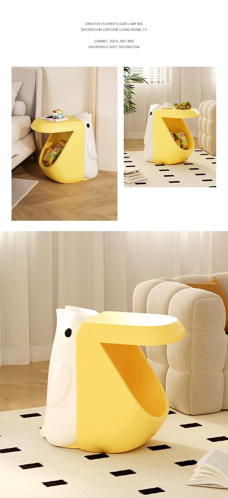 【中國直郵】 FOXTAIL 鵜鶘落地擺飾 創意邊幾 客廳 卡通零食收納 可愛茶几 禮物 溫暖好物-貪吃鵜鶘邊幾擺件 1件*預計到達時間3-4週