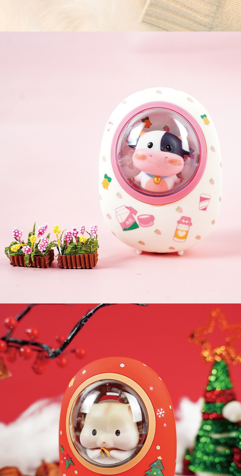 【中國直郵】奶油貓 太空艙倉鼠暖手寶充電寶兩用二合一 usb充電暖寶寶 聖誕禮盒款