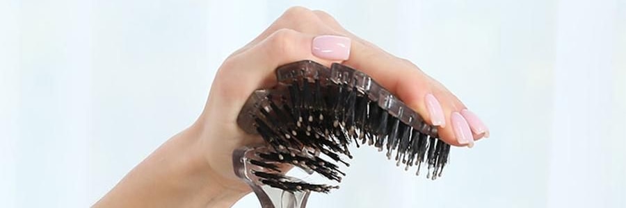 PANVIN盤易 水晶蓬鬆梳 家用蓬鬆按摩梳 鏤空可彎曲排骨梳 #灰色 不含猪鬃款 撫平毛躁 清潔頭皮