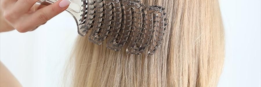 PANVIN盤易 水晶蓬鬆梳 家用蓬鬆按摩梳 鏤空可彎曲排骨梳 #灰色 不含猪鬃款 撫平毛躁 清潔頭皮